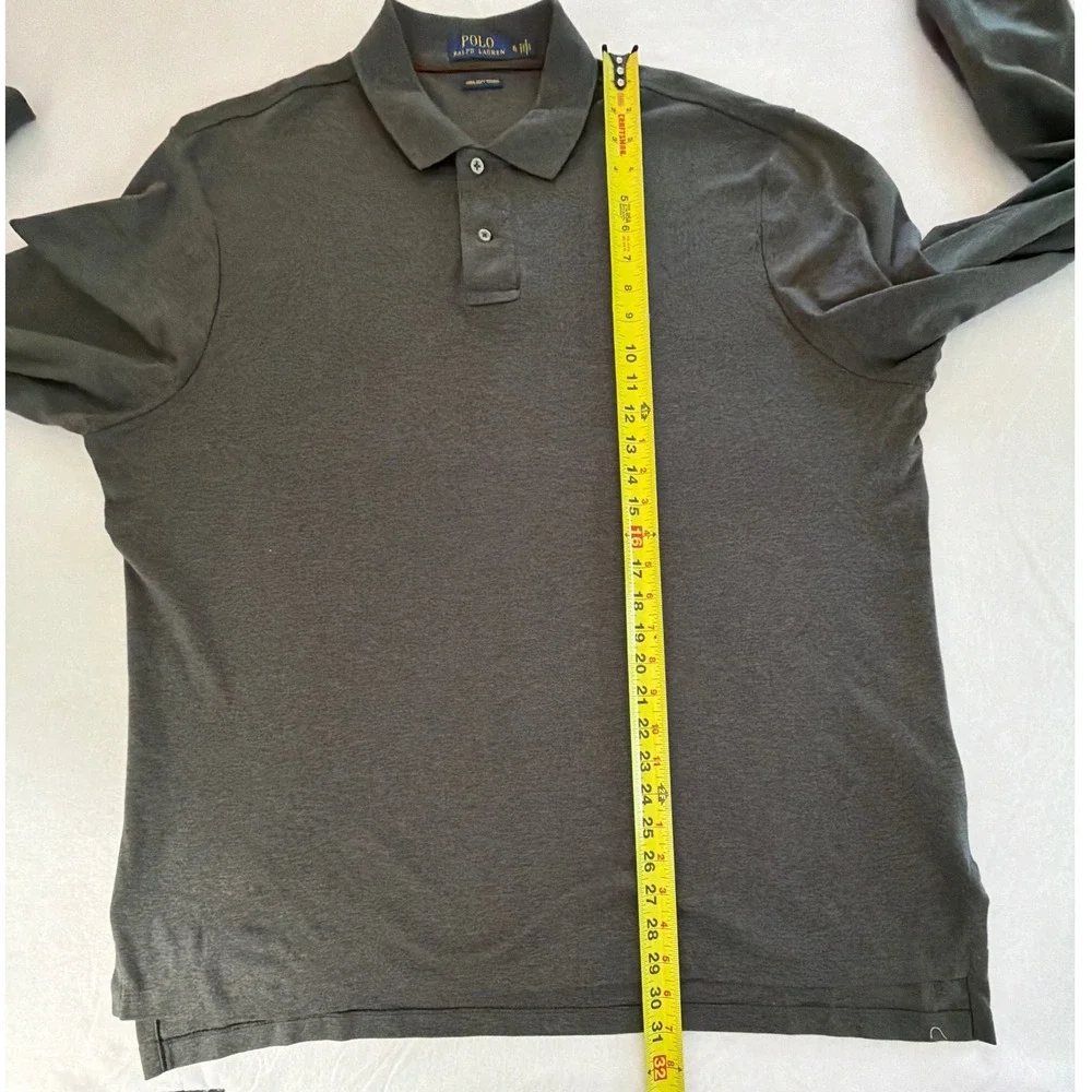 Polo Ralph Lauren Mens XL Pima Soft Touch Long Sleeve Polo Shirt Charcoal Grey